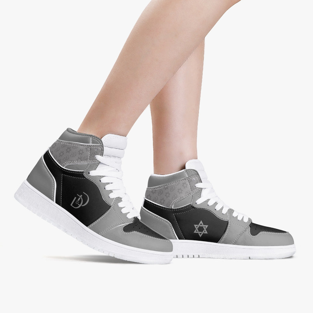 Unisex David Legends Star Of David High-Top Leather Sneakers David Denza - Black and Gray