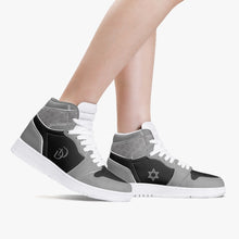 Load image into Gallery viewer, Unisex David Legends Star Of David High-Top Leather Sneakers David Denza - Black and Gray