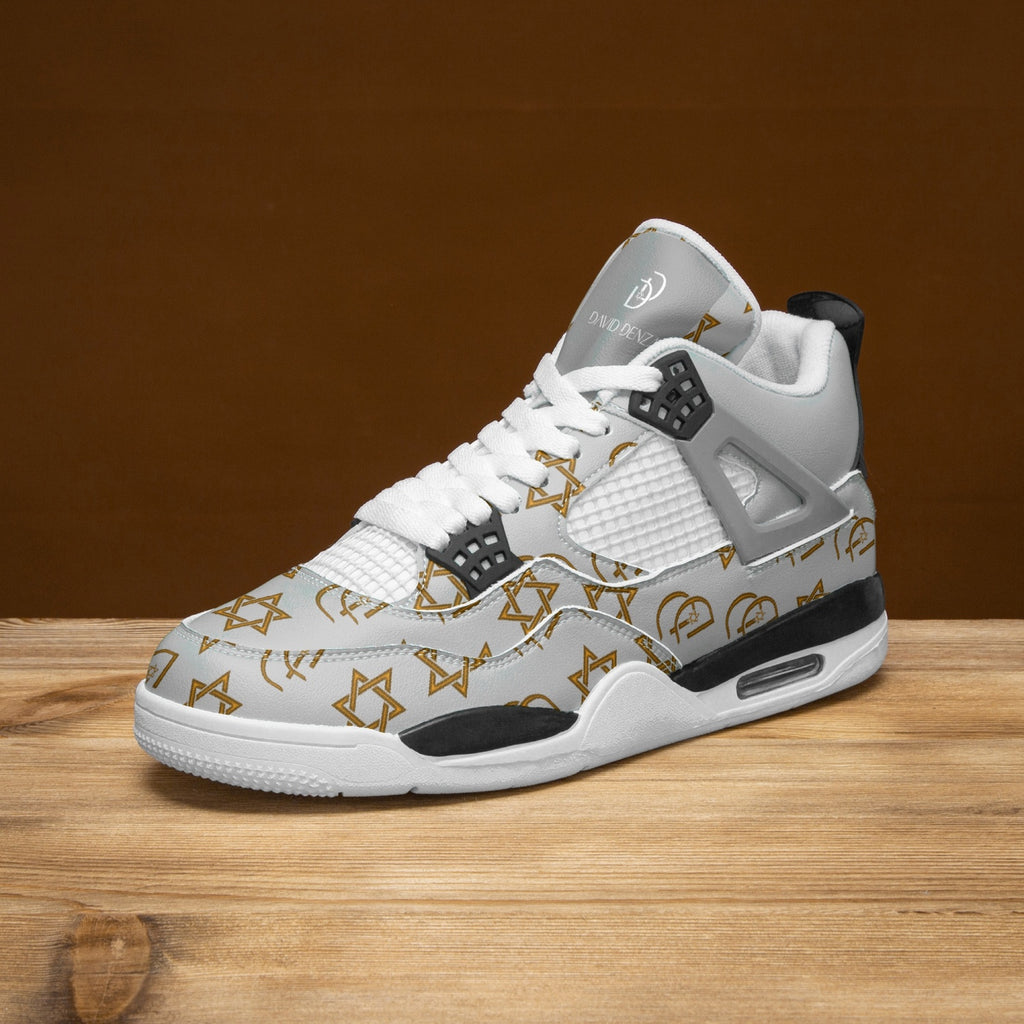 Unisex David Prime Star Of David Basketball Sneakers -Silver with gold