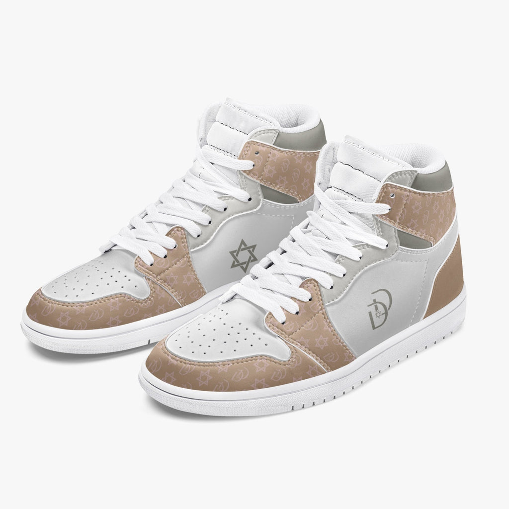 Unisex David Legends Star Of David High-Top Leather Sneakers David Denza - Brown White color