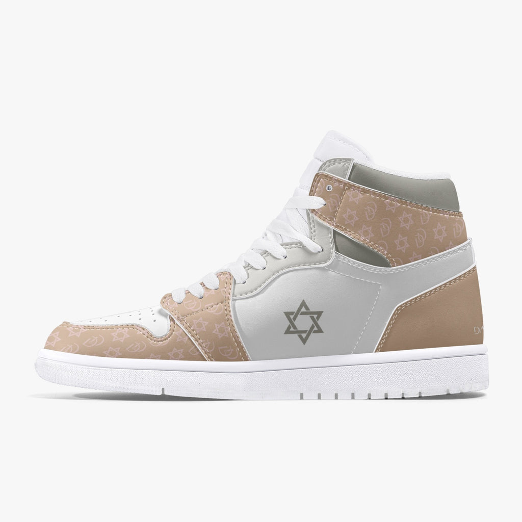 Unisex David Legends Star Of David High-Top Leather Sneakers David Denza - Brown White color