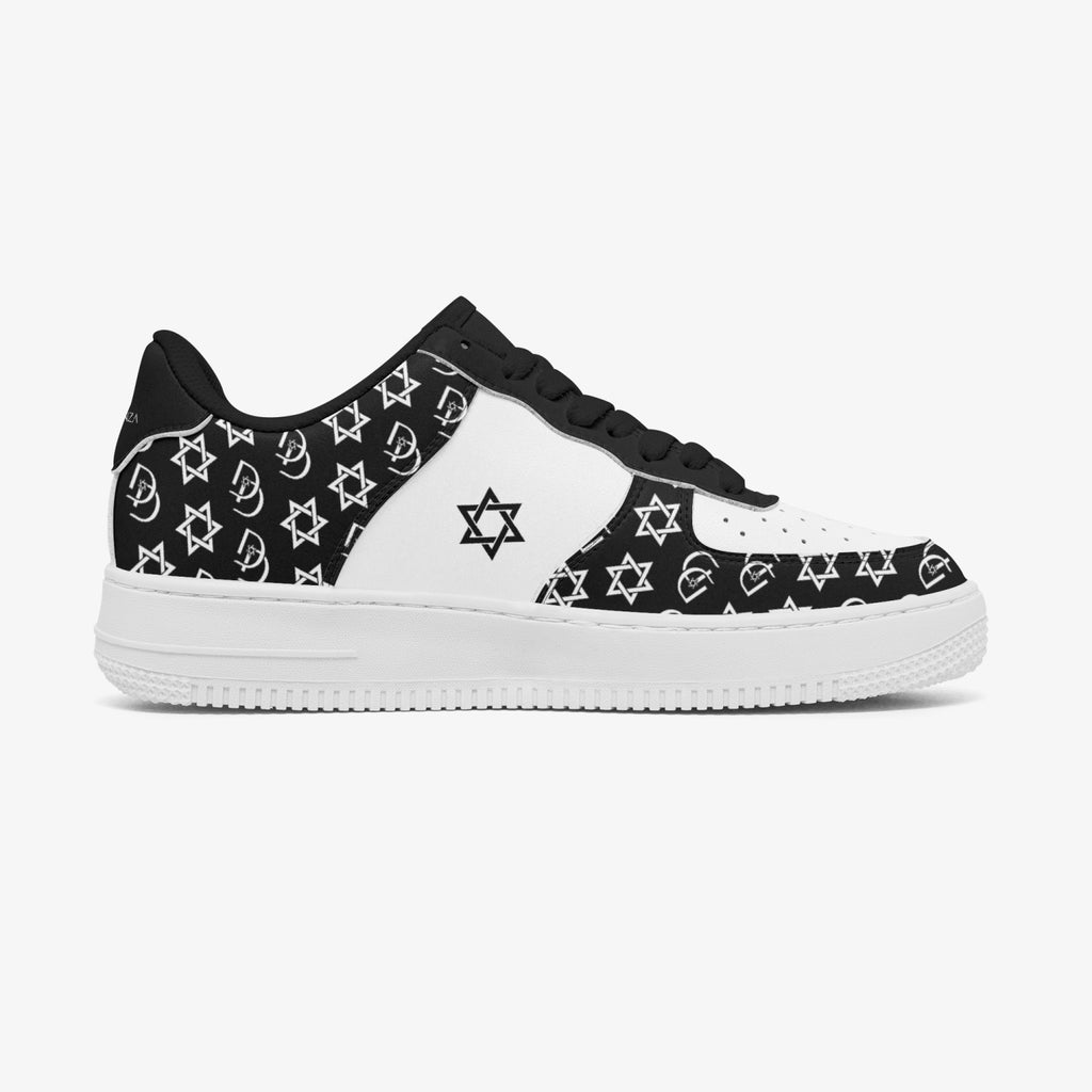 Unisex David Elevate Star Of David Leather David Denza Sneakers - Black & White