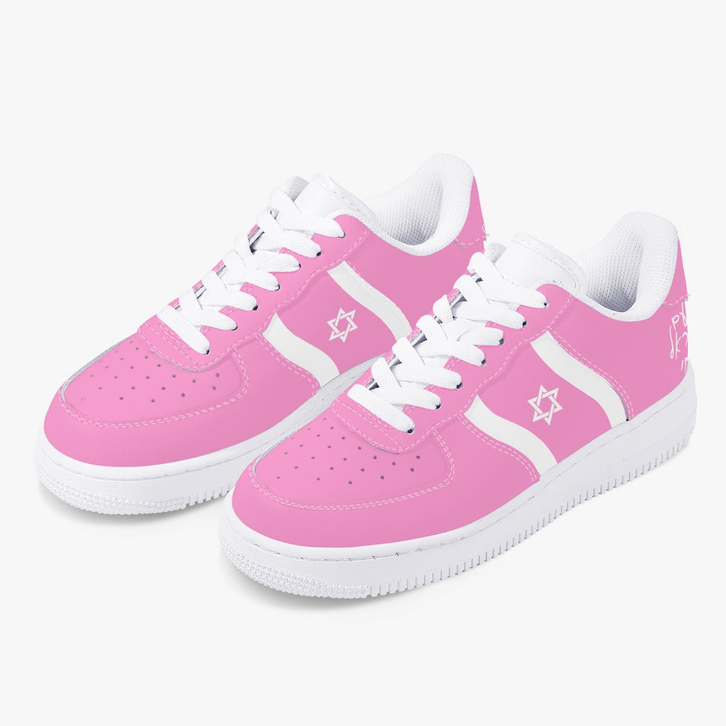 Unisex David Elevate Star Of David Low-Top Leather David Denza Sneakers - Pink and white