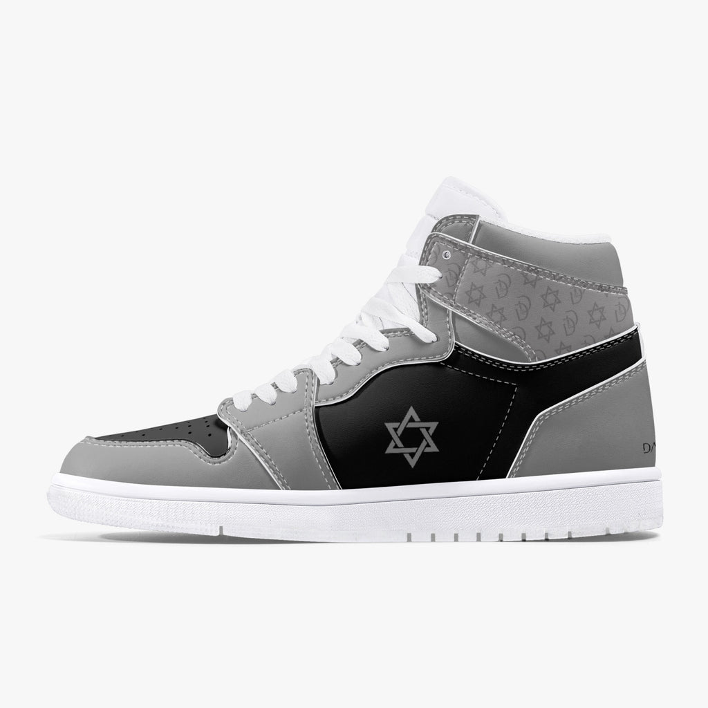 Unisex David Legends Star Of David High-Top Leather Sneakers David Denza - Black and Gray