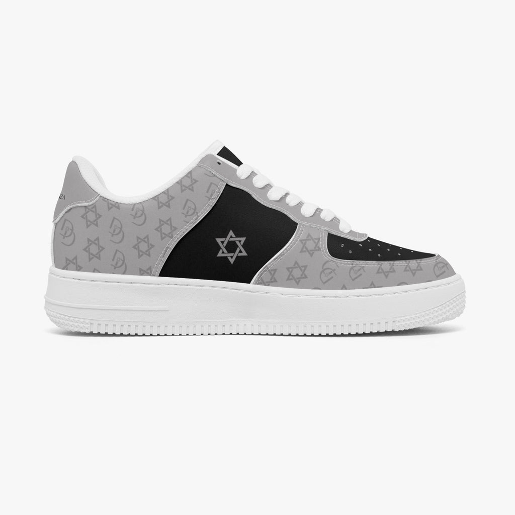 Unisex David Elevate Star Of David Low-Top Leather David Denza Sneakers - Black and Gray