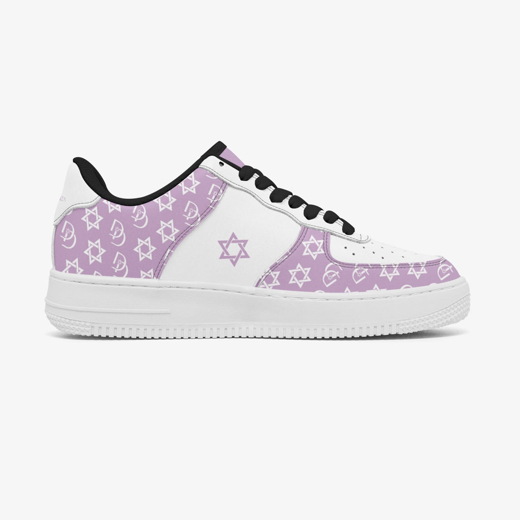 Unisex David Elevate Star Of David Leather David Denza Sneakers - Orchid Haze & White