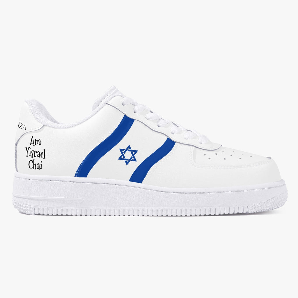 Unisex David Elevate Star Of David Low-Top Leather David Denza Sneakers - White & Blue