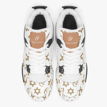 Load image into Gallery viewer, Unisex David Prime Star Of David Basketball Sneakers -White with gold