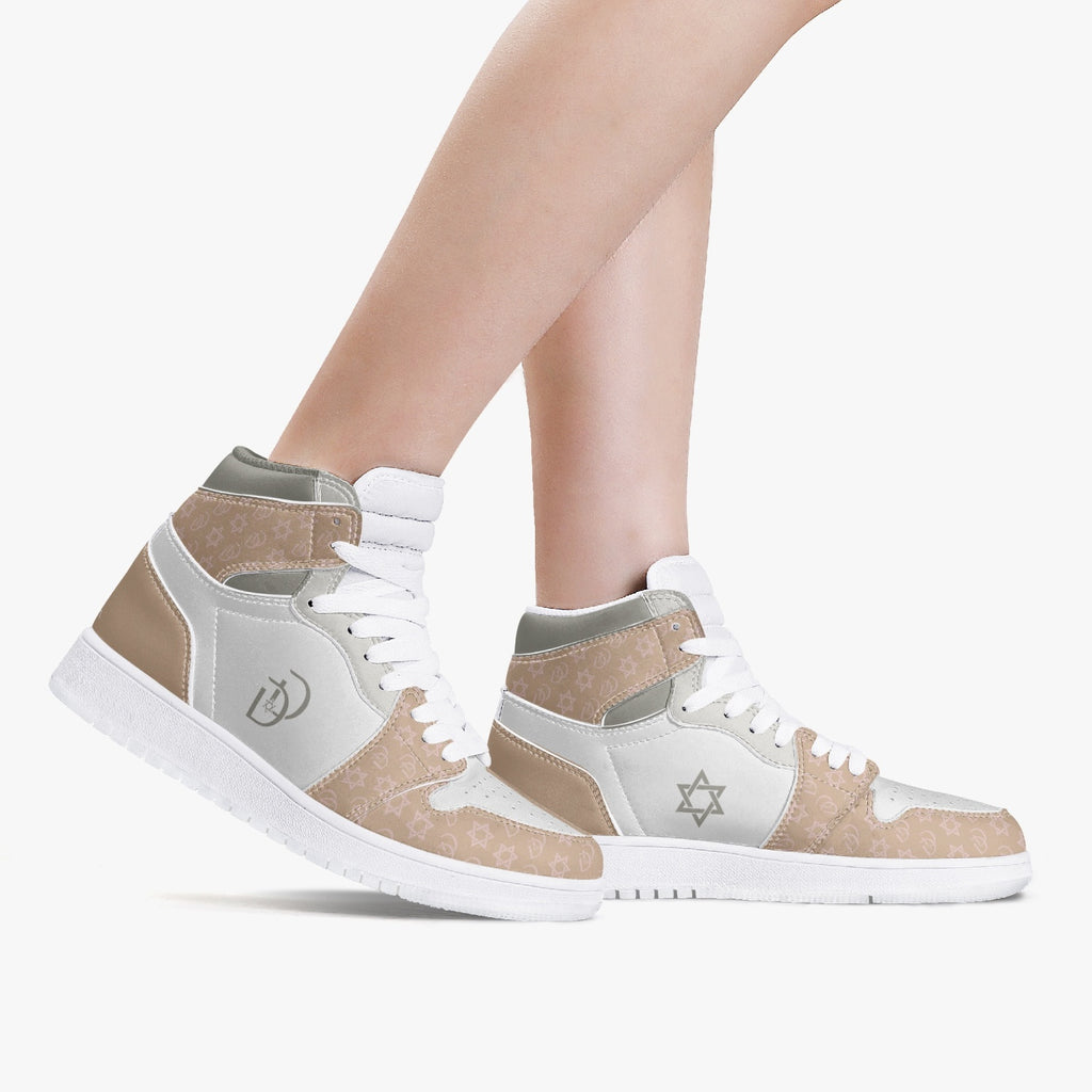 Unisex David Legends Star Of David High-Top Leather Sneakers David Denza - Brown White color