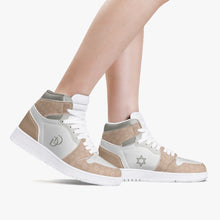 Load image into Gallery viewer, Unisex David Legends Star Of David High-Top Leather Sneakers David Denza - Brown White color