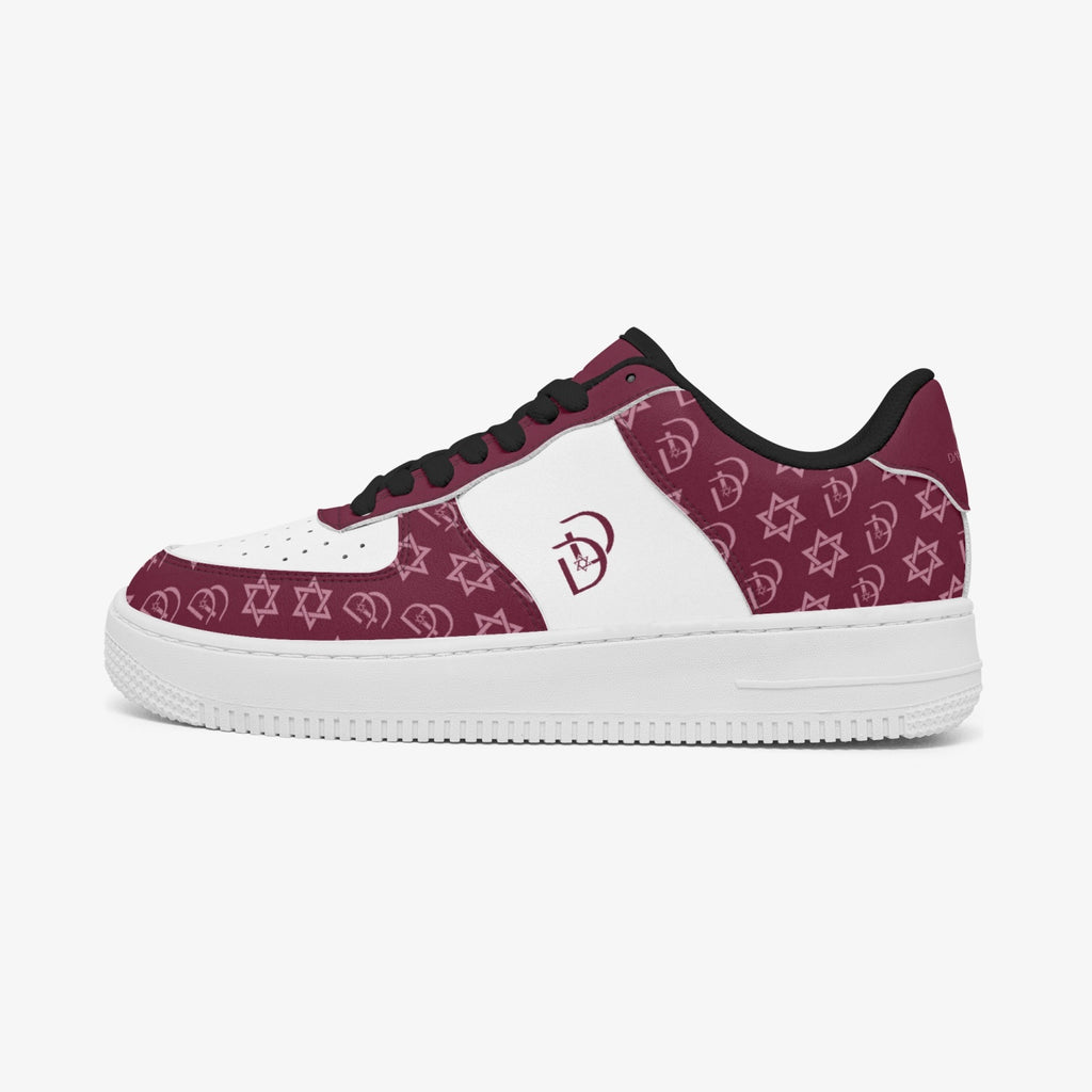 Unisex David Elevate Star Of David Leather David Denza Sneakers - Rich Burgundy