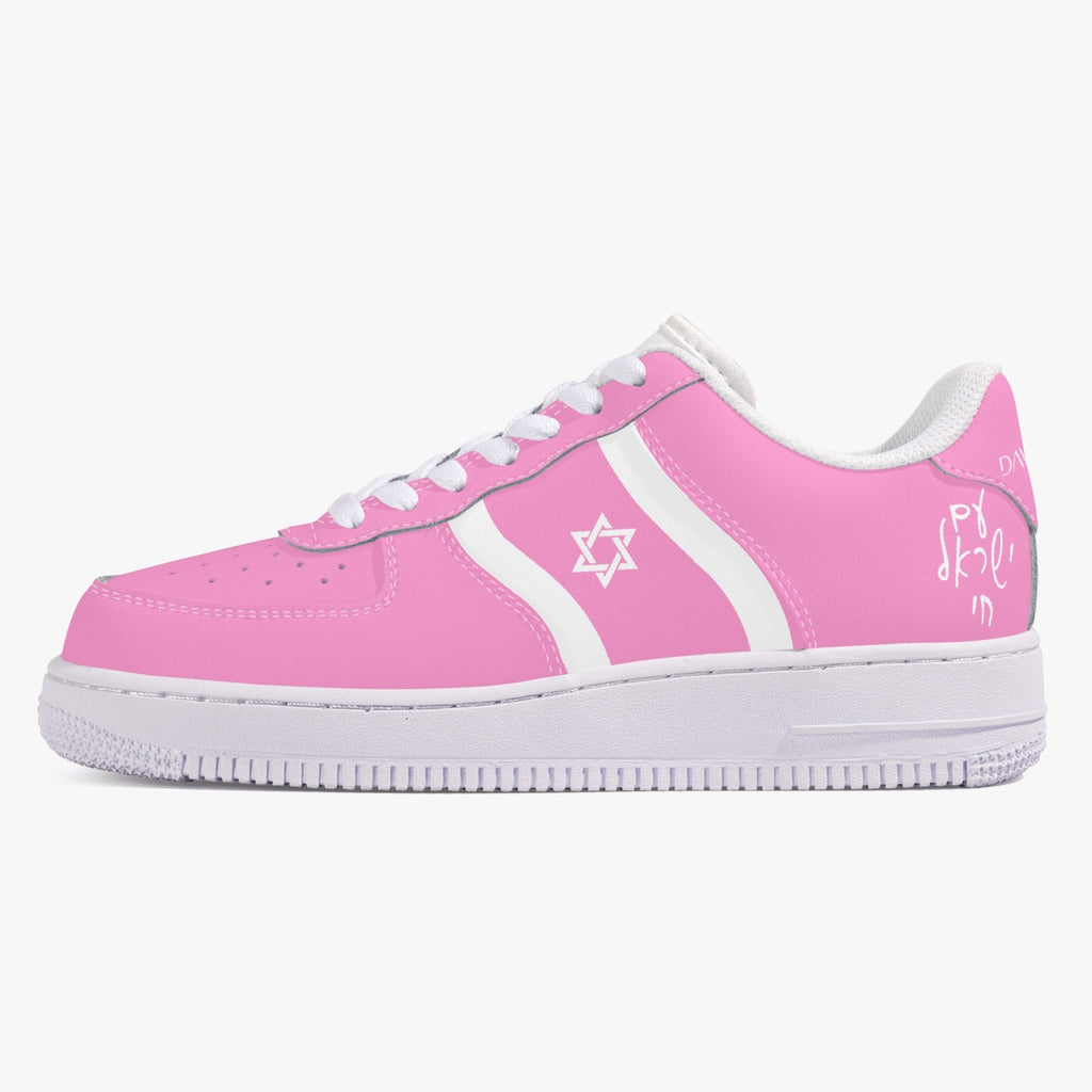 Unisex David Elevate Star Of David Low-Top Leather David Denza Sneakers - Pink and white