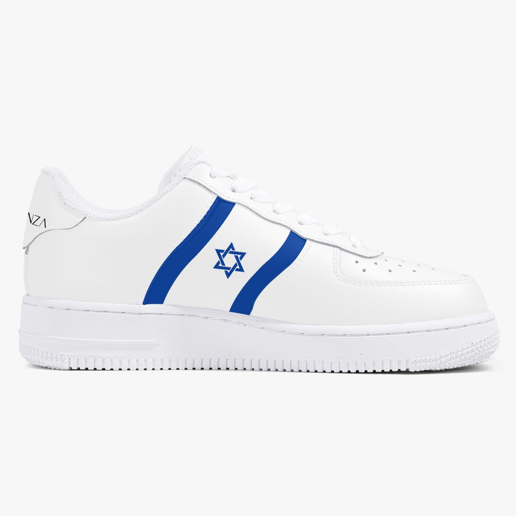 Unisex David Elevate Star Of David Low-Top Leather David Denza Sneakers - White & Blue