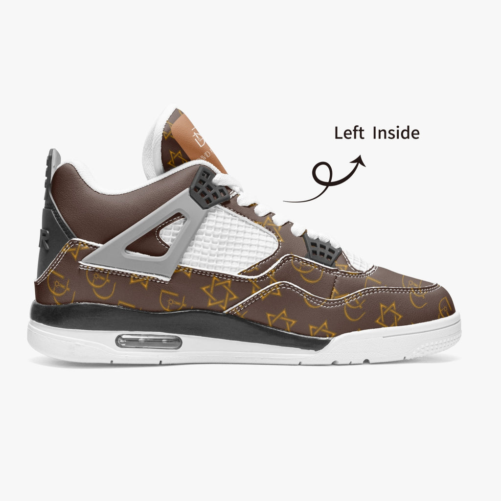 Unisex David Prime Star Of David Basketball Sneakers -Brown with gold