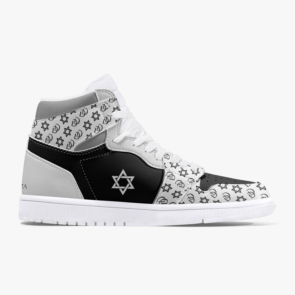 Unisex David Legends Star Of David High-Top Leather Sneakers David Denza - White & Black with Gray