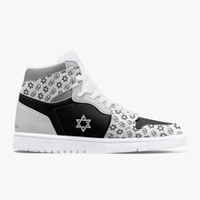 Load image into Gallery viewer, Unisex David Legends Star Of David High-Top Leather Sneakers David Denza - White &amp; Black with Gray