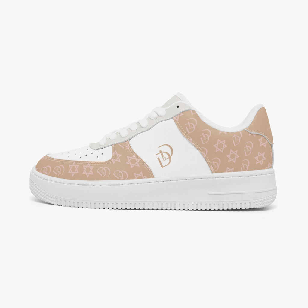 Unisex David Elevate Star Of David Leather David Denza Sneakers - Brown & White