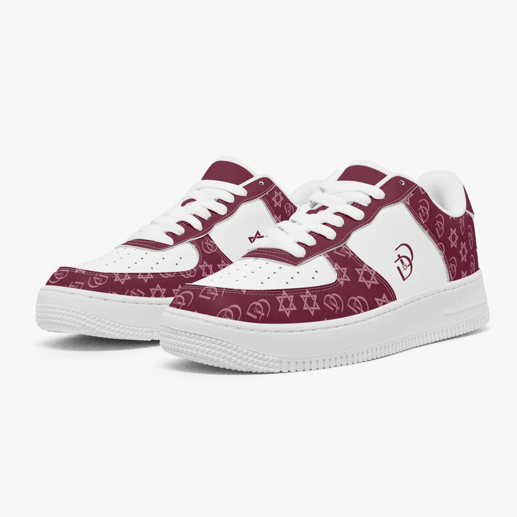 Unisex David Elevate Star Of David Leather David Denza Sneakers - Rich Burgundy