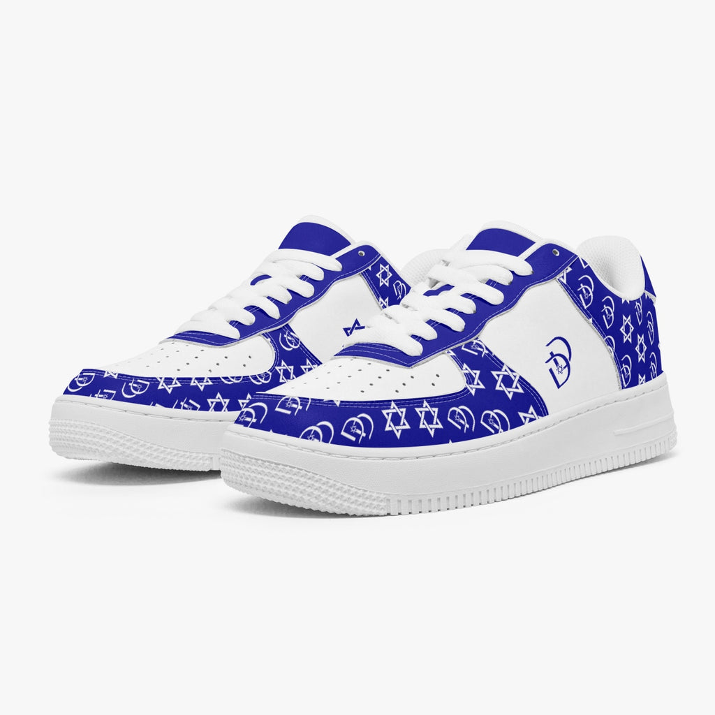 Unisex David Elevate Star Of David Leather David Denza Sneakers - Dark Blue White