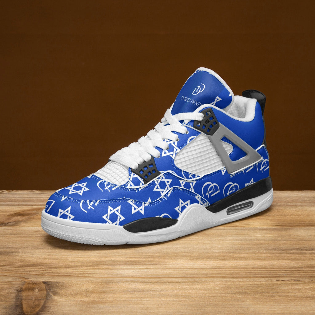 Unisex David Prime Star Of David Basketball Sneakers -blue with white