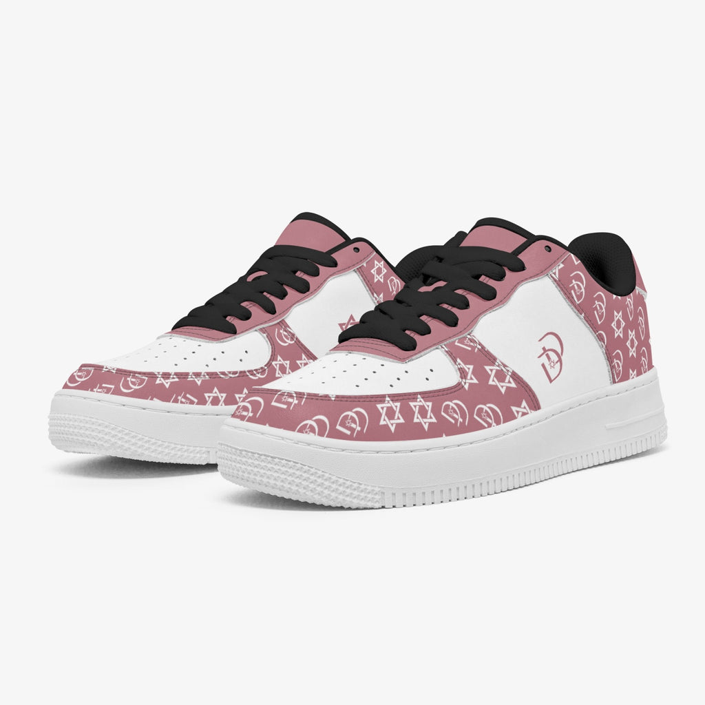 Unisex David Elevate Star Of David Leather David Denza Sneakers - Rose Dust & White