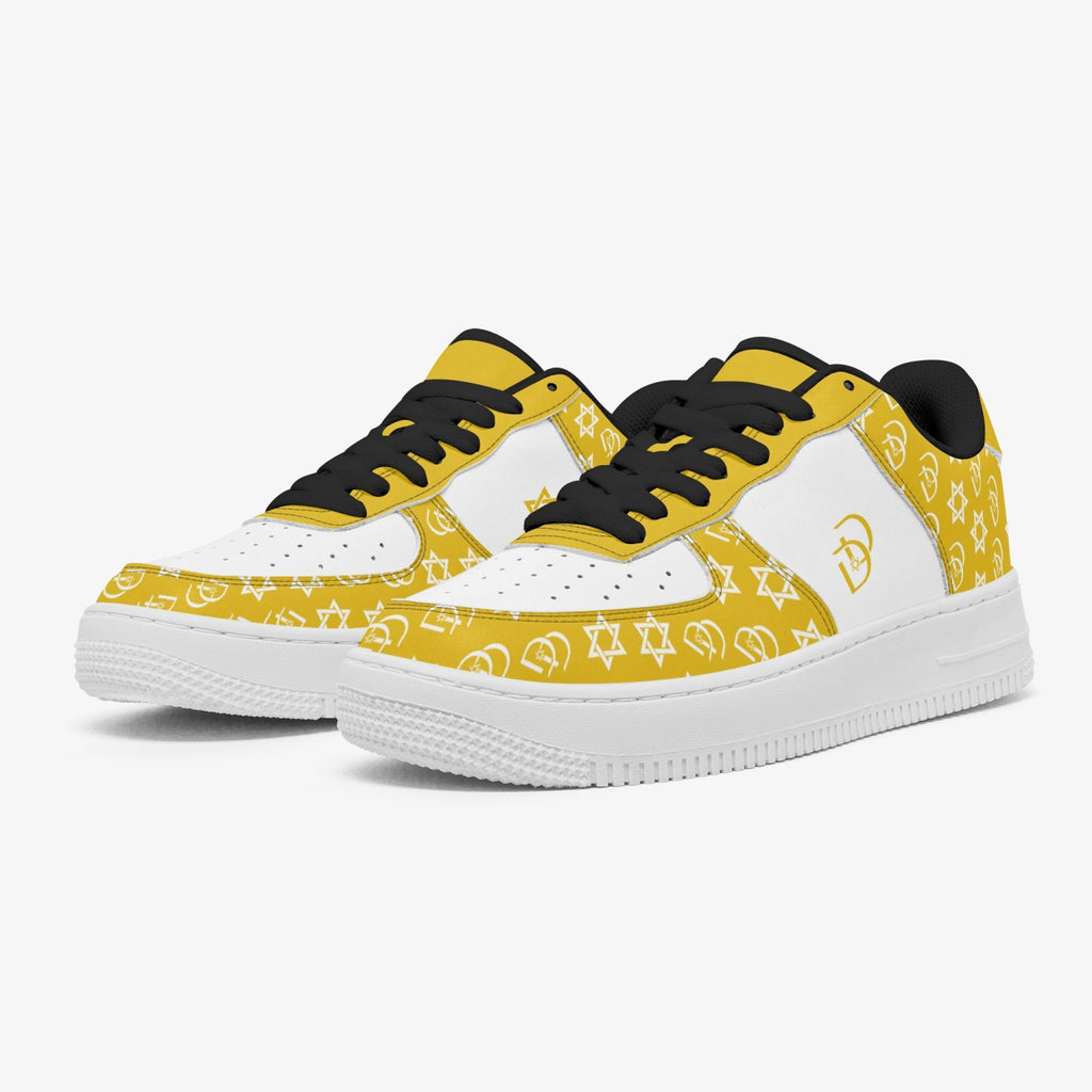 Unisex David Elevate Star Of David Shoes Leather David Denza Sneakers - Golden Yellow