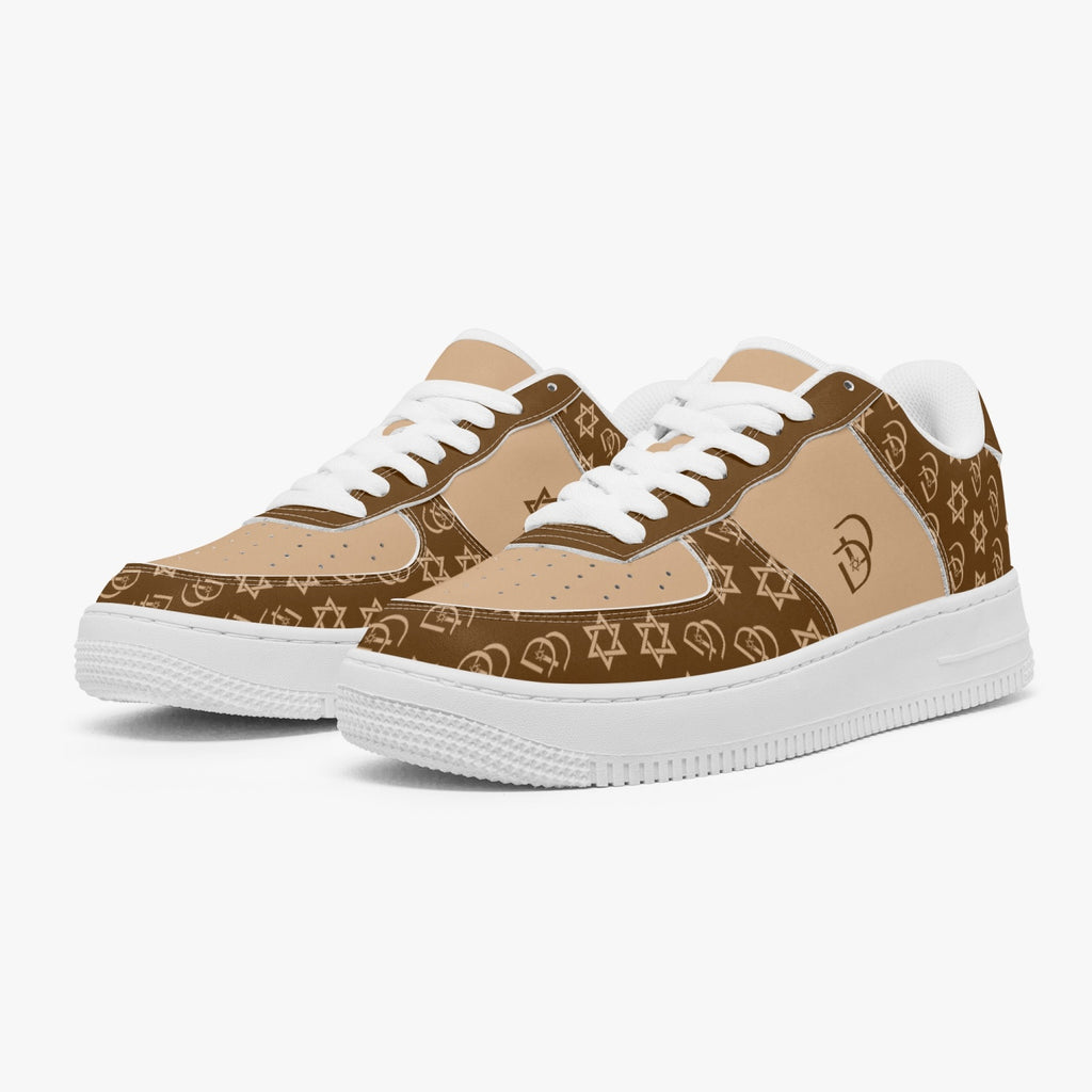 Unisex David Elevate Star Of David Leather David Denza Sneakers - Brown & Light Tan