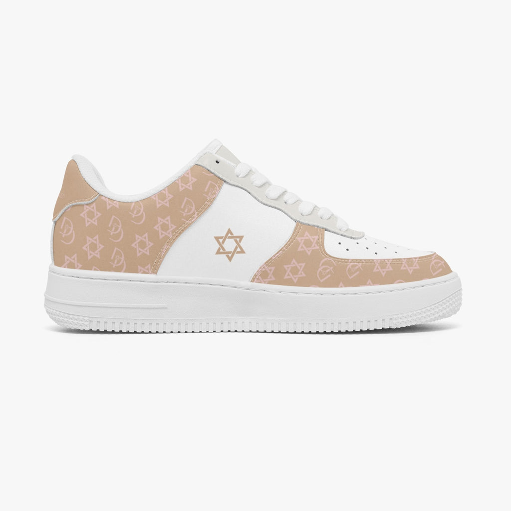 Unisex David Elevate Star Of David Leather David Denza Sneakers - Brown & White