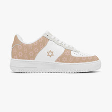 Load image into Gallery viewer, Unisex David Elevate Star Of David Leather David Denza Sneakers - Brown &amp; White