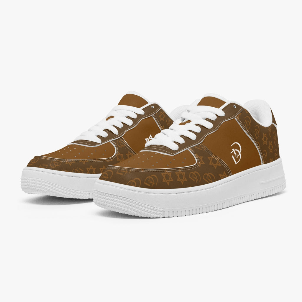 Unisex David Elevate Star Of David Leather David Denza Sneakers - Rich Brown & Light Tan