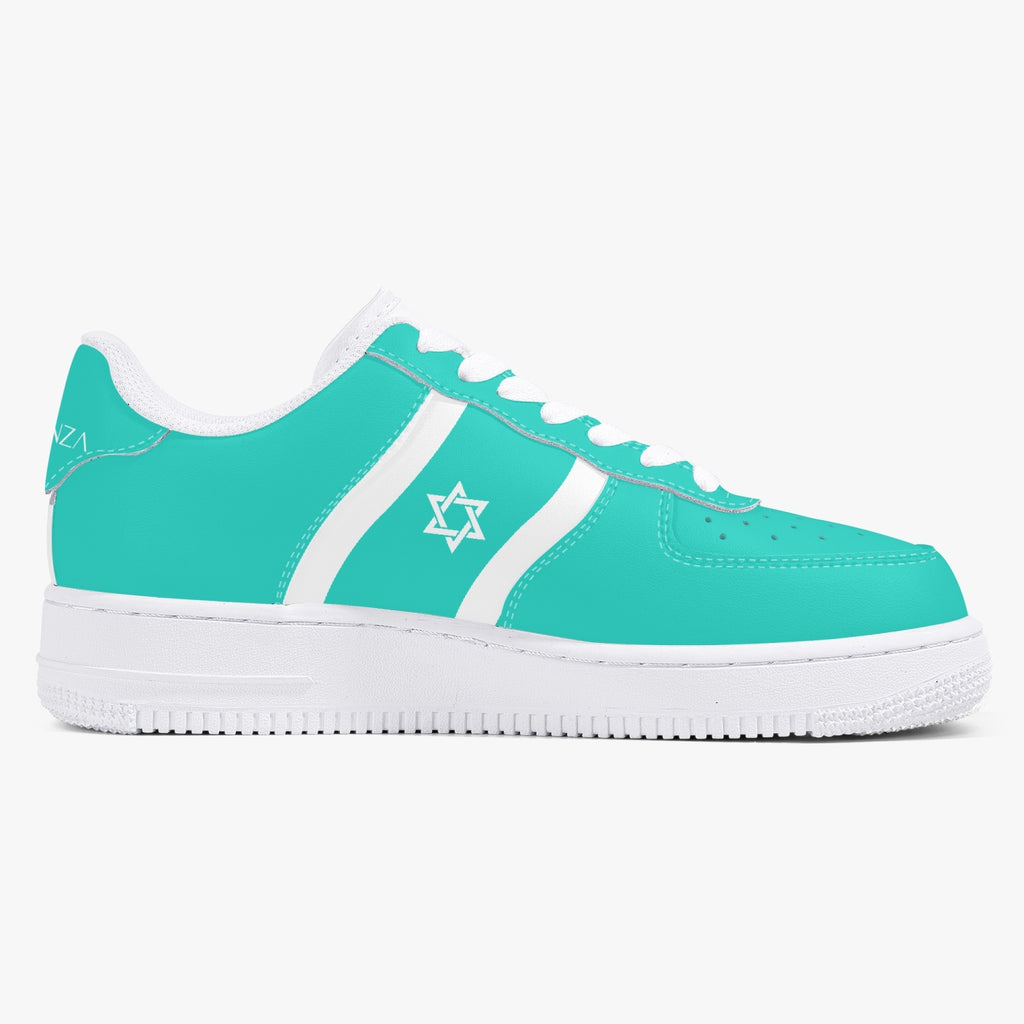 Unisex David Elevate Star Of David Low-Top Leather David Denza Sneakers  turquoise and white