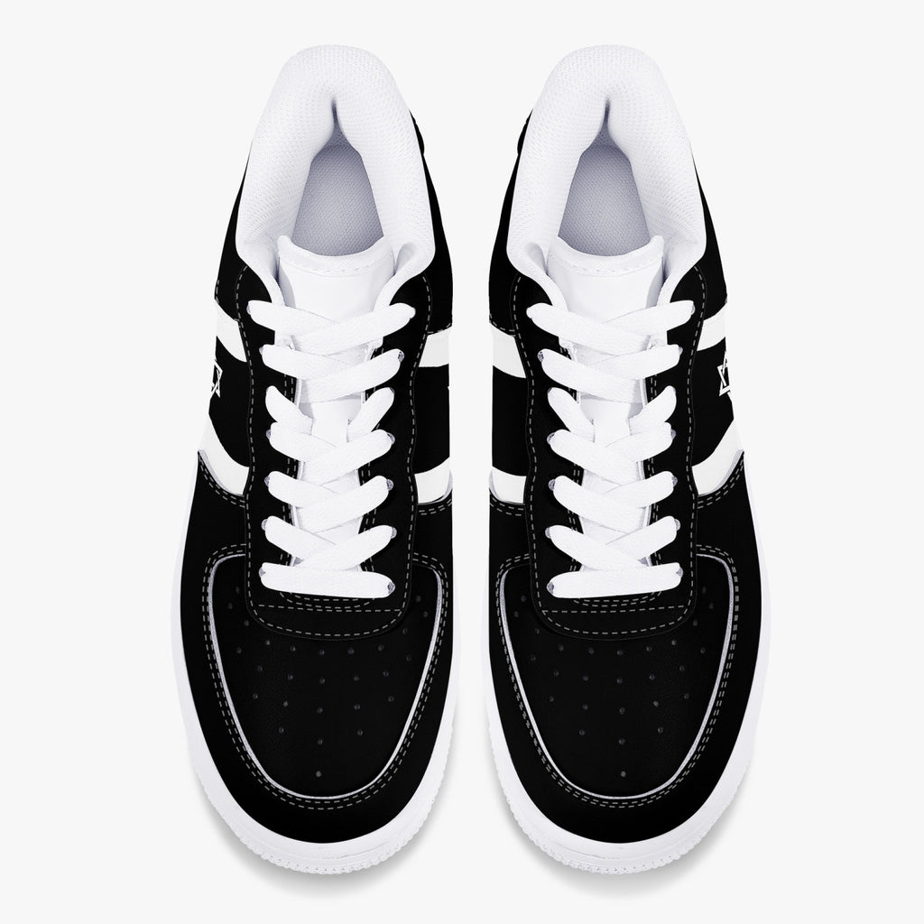 Unisex David Elevate Star Of David Low-Top Leather David Denza Sneakers-Black and White