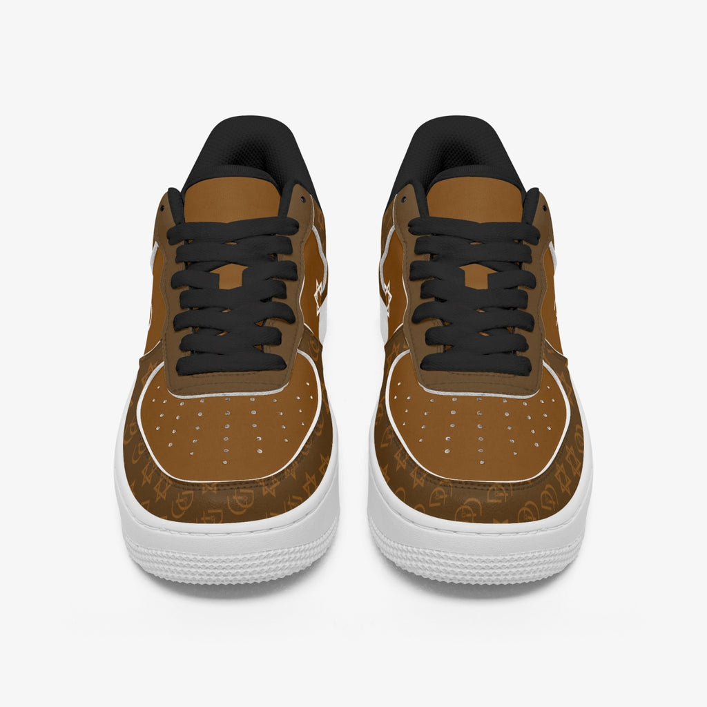 Unisex David Elevate Star Of David Leather David Denza Sneakers - Rich Brown & Light Tan