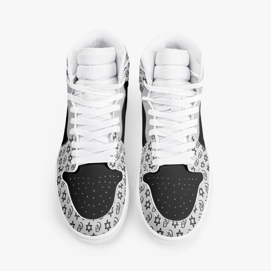 Unisex David Legends Star Of David High-Top Leather Sneakers David Denza - White & Black with Gray