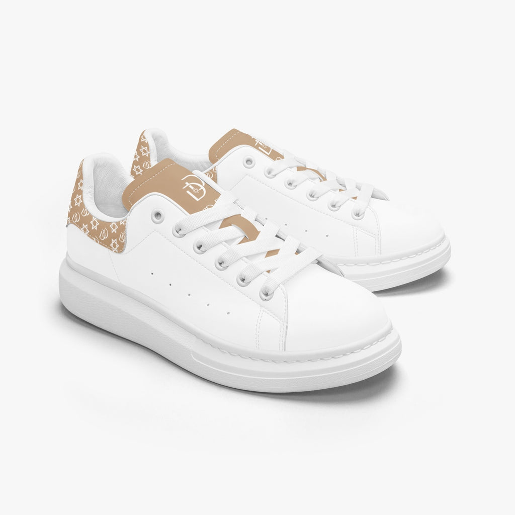 Unisex David Bold Star Of David Pattern Leather Oversized Sneakers - Golden