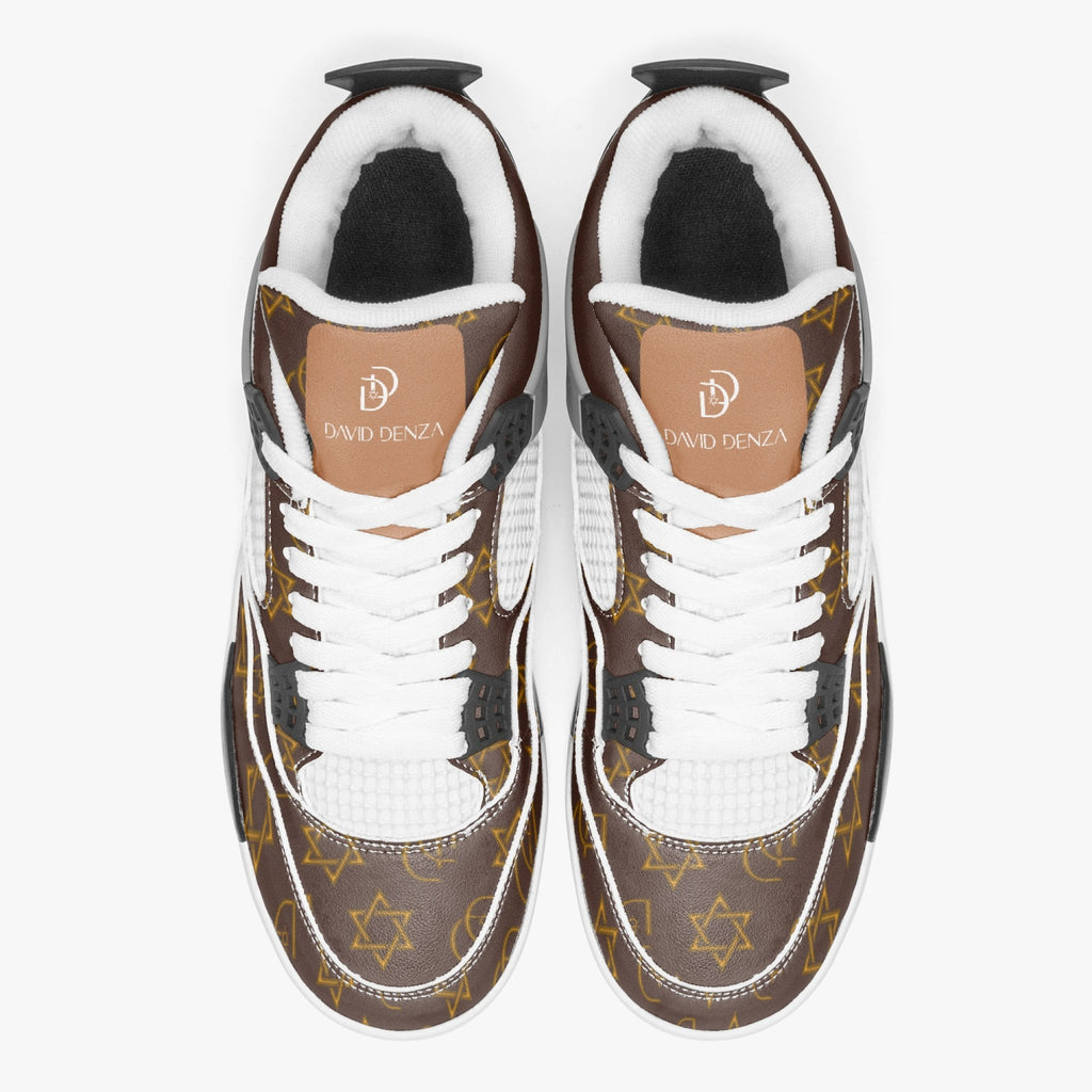 Unisex David Prime Star Of David Basketball Sneakers -Brown with gold