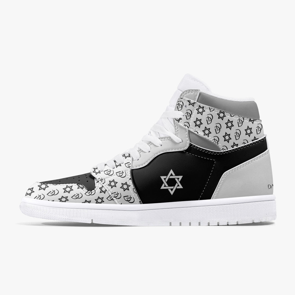 Unisex David Legends Star Of David High-Top Leather Sneakers David Denza - White & Black with Gray