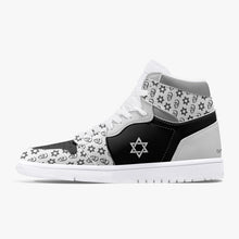 Load image into Gallery viewer, Unisex David Legends Star Of David High-Top Leather Sneakers David Denza - White &amp; Black with Gray