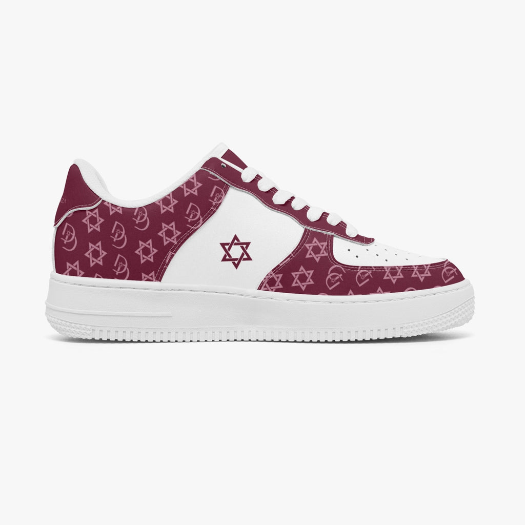 Unisex David Elevate Star Of David Leather David Denza Sneakers - Rich Burgundy