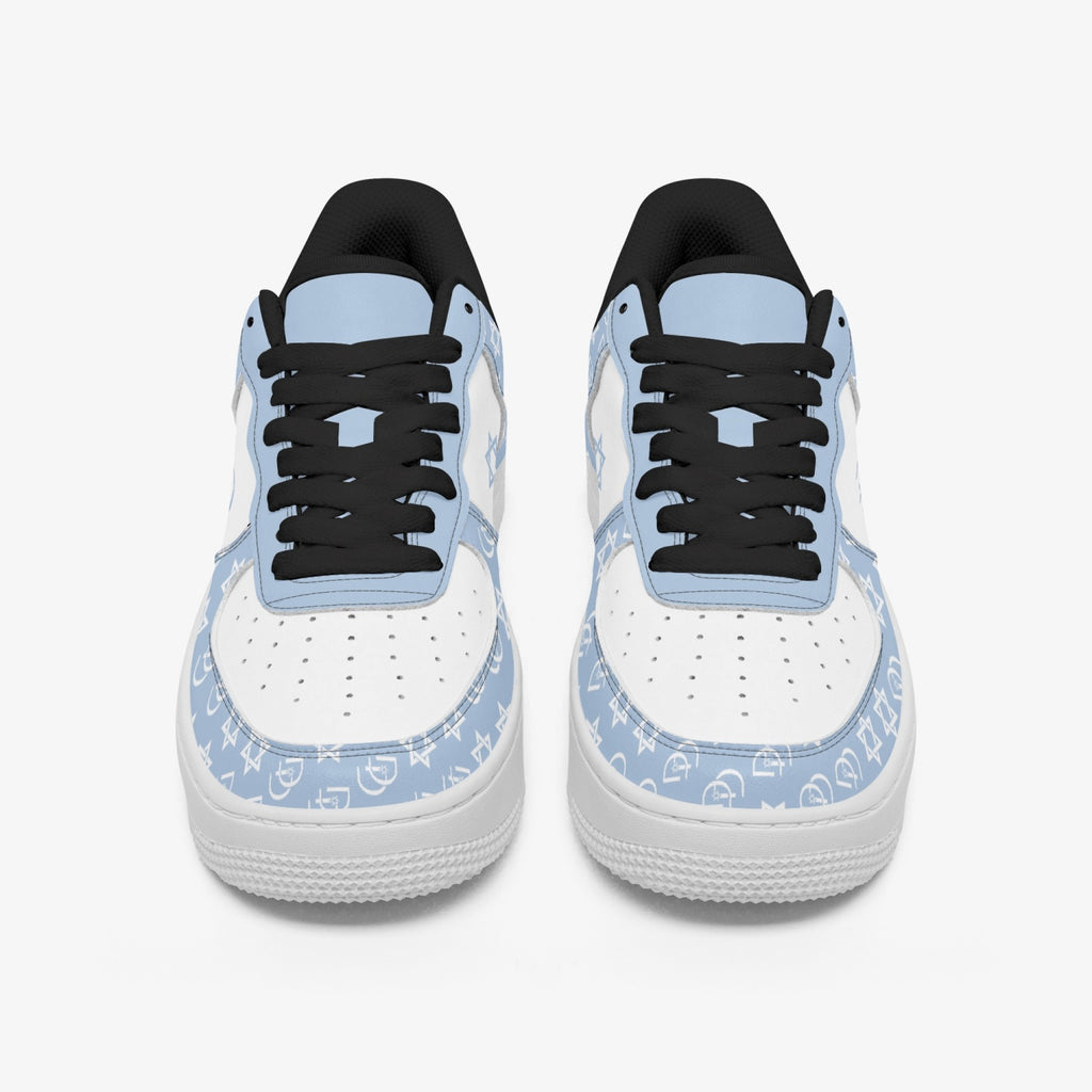 Unisex David Elevate Star Of David Leather David Denza Sneakers  - Sky Blue & White