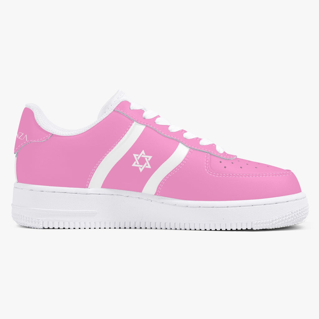 Unisex David Elevate Star Of David Low-Top Leather David Denza Sneakers - Pink and white