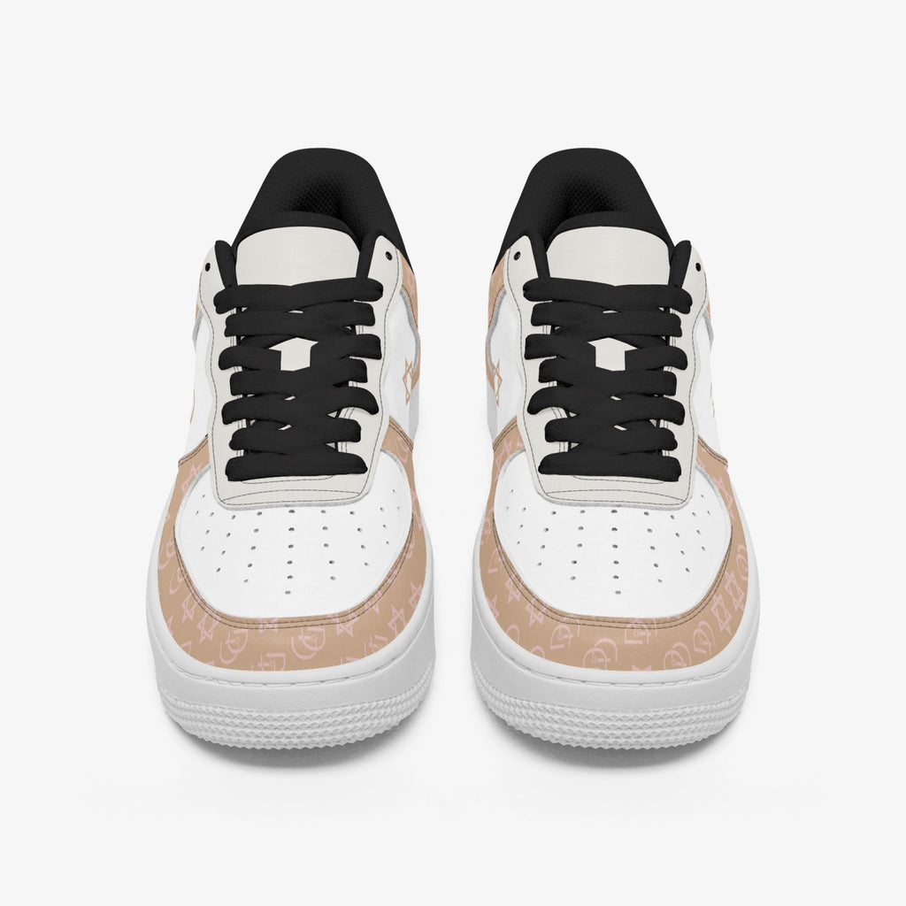 Unisex David Elevate Star Of David Leather David Denza Sneakers - Brown & White